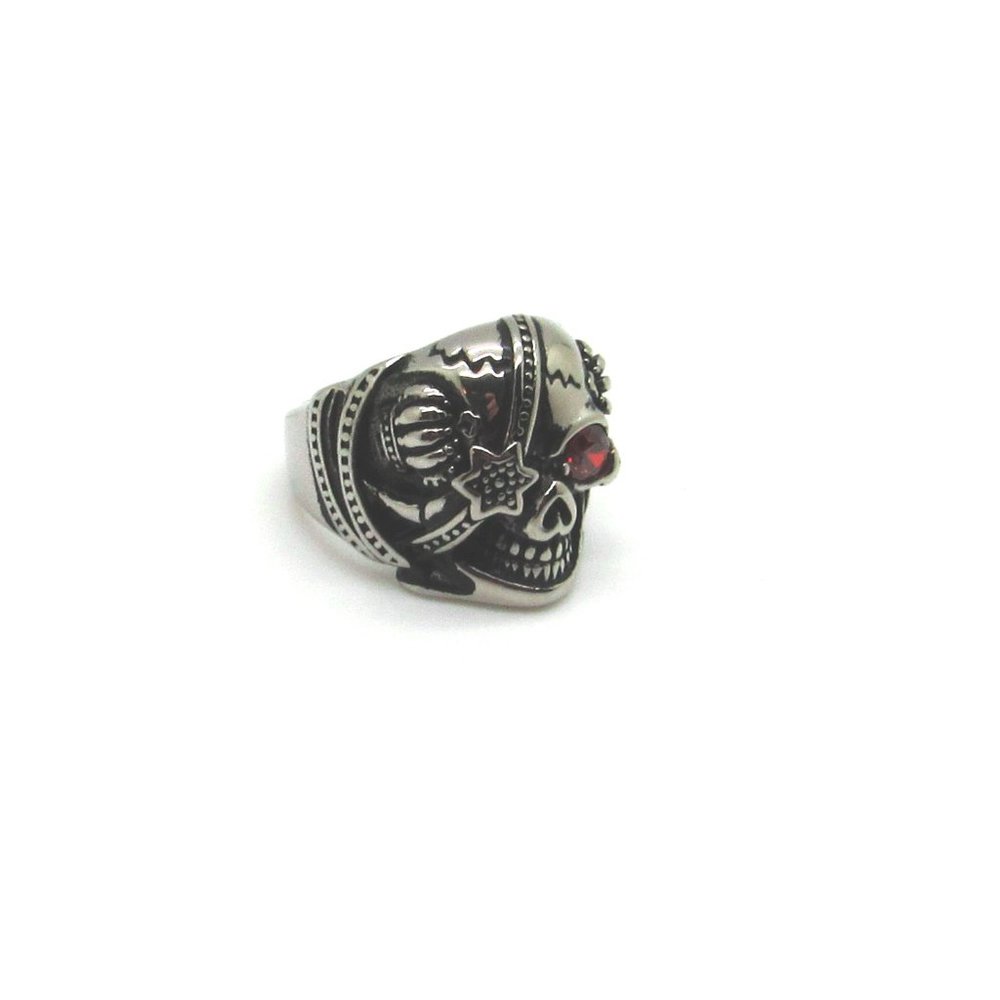 Stainless Steel Red Eye Skull Ring